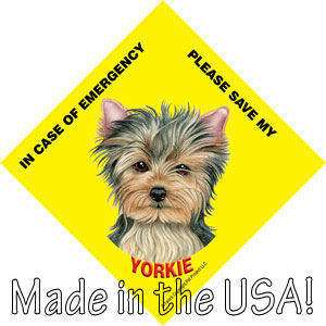 Save My YORKIE Yorkshire Terrier Dog Emergency Sign  