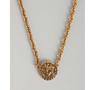 Chanel gold logo rope pendant necklace