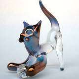 Cat Figurine Blown Glass Kitten with Swarovski Crystal  