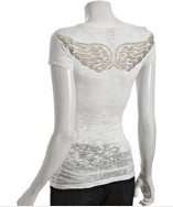 style #305493201 white burnout jersey Gold Angel Wings t shirt