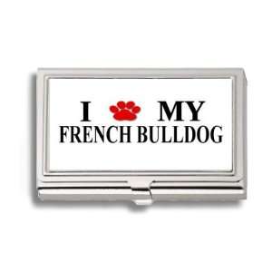  French Bulldog Paw Love My Dog Business Card Holder Metal 