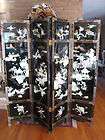 ORIENTAL CHINESE LACQUER 4  PANEL SCREEN ROOM DIVIDER  MOTHER OF PEARL 