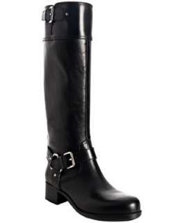 Prada Sport black leather tall harness boots  