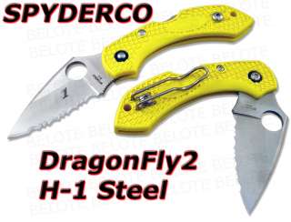 Spyderco Yellow FRN DragonFly 2 H1 Serrated C28SYL2 NEW  