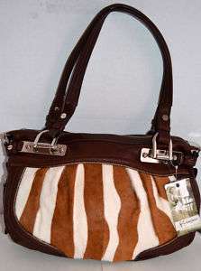 Makowsky Canterbury Leather Animal Print Satchel Bag  