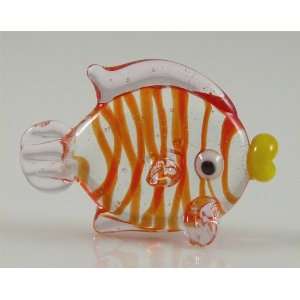  Fish with yellow lips, clear body with red stripes and 