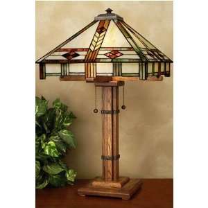  Tiffany style Table Lamp With Oak Base: Home Improvement