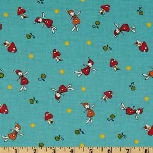   Wee Little Elves Teal Fabric By The Yard Arts, Crafts & Sewing