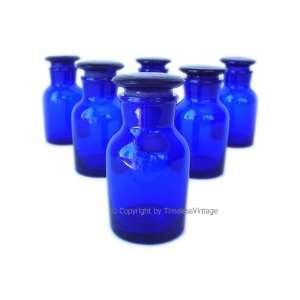   Blown Cobalt Glass Apothecary Storage Jars Canisters
