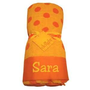    Personalized Yellow/Orange Polka Dot Beach Towel: Home & Kitchen