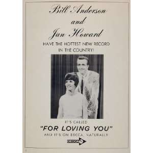  1967 Ad Bill Anderson Jan Howard For Loving You Decca 