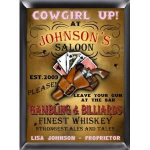  Personalized Cowgirl Saloon Pub Sign