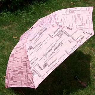 vintage Newspaper Folding Umbrella Compact Parasol ZPI  
