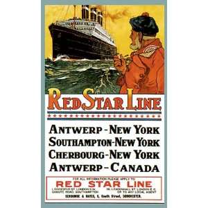 RED Star Line NEW York Canada Ocean Transatlantic Steamers Sailboat 