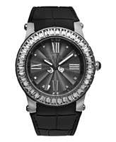 Juicy Couture Watch, Womens HRH Black Embossed Rubber Strap 38mm 