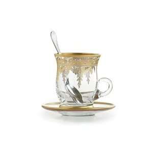 Arte Italica Vetro Gold Coffee Cup & Saucer with Spoon  