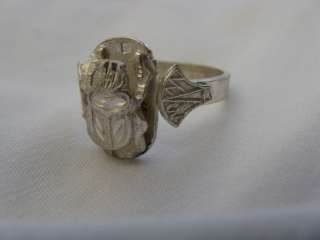 Egyptian Sterling Silver Scarab Lotus Flower Ring  