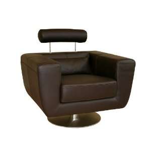    Swivel Action Dark Brown Leather Club Sofa Chair: Home & Kitchen