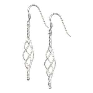    Sterling Silver Elongated Four Strand Wire Twist Earrings. Jewelry