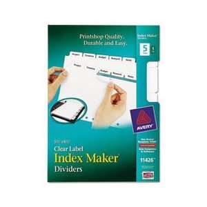  AVE11426 Avery 11426   Index Maker Dividers, White 5 Tab 