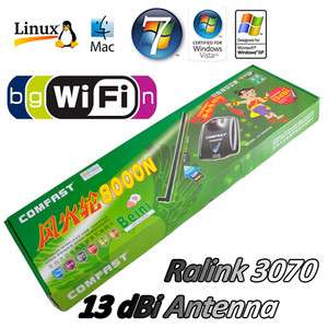 1200mW Long Range USB WiFi Adapter Wireless N 13dBi Antenna Ralink 