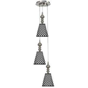  Checkered Black 3 in 1 Metal Cone Giclee Pendant: Home 
