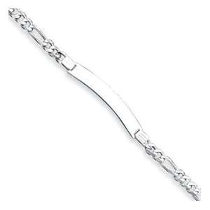  Sterling Silver ID Figaro Link Bracelet: Jewelry