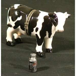  Black & White Dairy Cow Hinged MiniatureTrinket Box: Home 