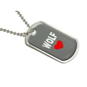  Wolf Love   Military Dog Tag Luggage Keychain: Automotive
