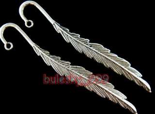 10pcs Tibet Silver Style Feather Shape Bookmarks 3.1  