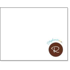  Queen Bee Personalized Folded Note Cards   Aqua & Chocolate 