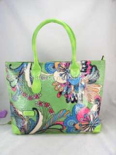 Green Canvas Painted Colorful Pattern Big Hobo Handbag DH 069118
