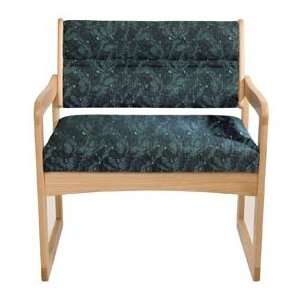   Sled Base Chair   Light Oak/Green Leaf Pattern Fabric