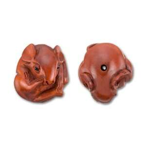  Carved Boxwood Mouse Bead