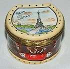 LIMOGES France Authentic Hat Box Eiffel Tower Hinged Porcelain Trinket 