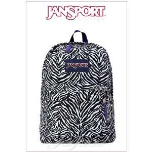  Jansport Backpack Superbreak Zebra Stripes Black and White 
