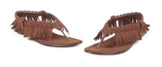 BROWN 015 APACHE INDIAN COSTUME MOCCASIN GLADIATOR BRAIDED FRINGE 