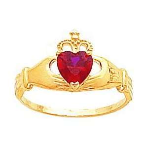  14K Gold Cubic Zirconia Claddagh Ring: Jewelry