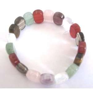  13mm Jade Multi Color Stretch Bracelet Wristband 
