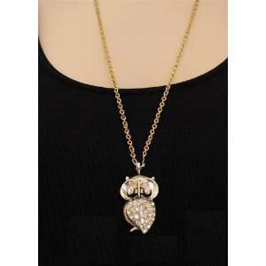  Prettie Bird Wise Owl Necklace (w) Crystals Beauty