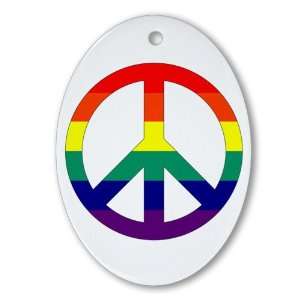 Ornament (Oval) Rainbow Peace Symbol Sign: Everything Else