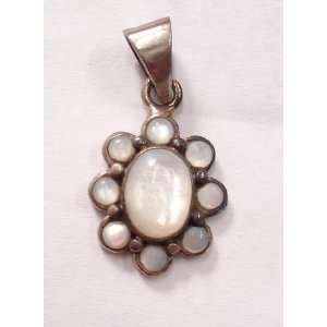  Oval White Opal Stone Silver Necklace 