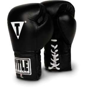    TITLE PRO LACE TRAINING GLOVES 18 OZ BLACK: Sports & Outdoors