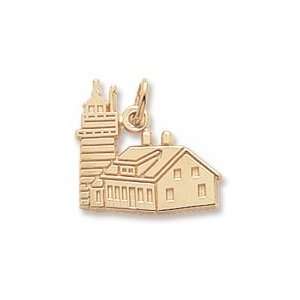  Quoddy Head Light House Charm in Yellow Gold: Jewelry