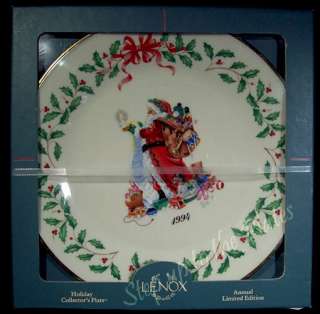 Lenox China 4th Annual Holiday Christmas Plate 1994 Santa NIB Never 