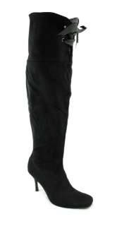 WOMANS OVER KNEE HIGH HEEL WIDE BLACK CALF BOOTS SIZE  