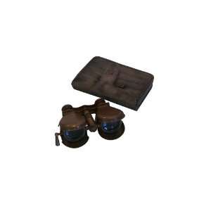  Brass Folding Binoculars with Leather Case