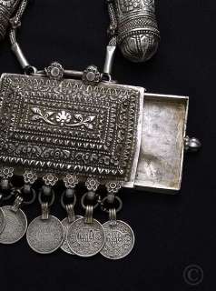 Important antique silver Amulet necklace Sind Pakistan 1920  