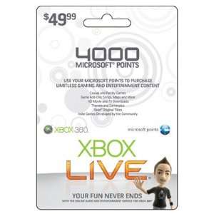    Microsoft Points Card for Xbox LIVE   4000 Points Video Games