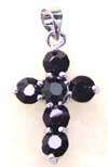 20*17mm Black Cross crystal silver plated pendant p92  